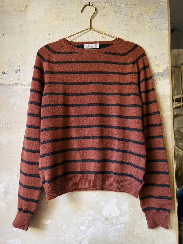 Striped round neck cashmere sweater