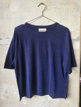 T-shirt in lurex colore navy