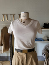 Flamed cotton V-neck T-shirt (copy)