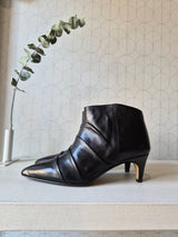 Black leather ankle boot