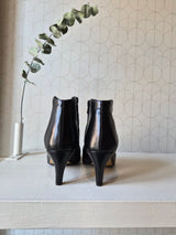 Black leather ankle boot