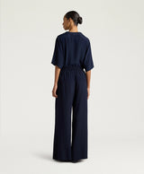 PANTALONE IN MISTO  SETA  BLU NOTTE
