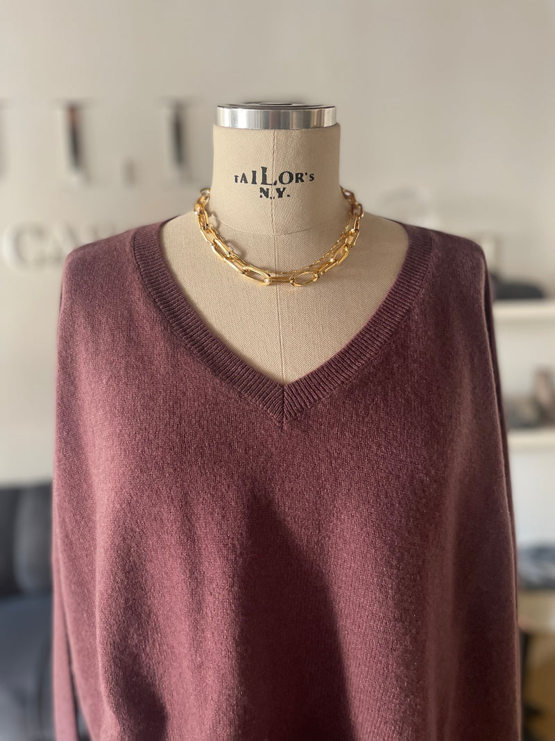 Maglia Scollo v over puro cashmere