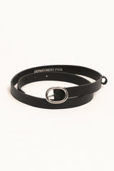 BELT WITH OVAL BLACK SILVER BUCKLE