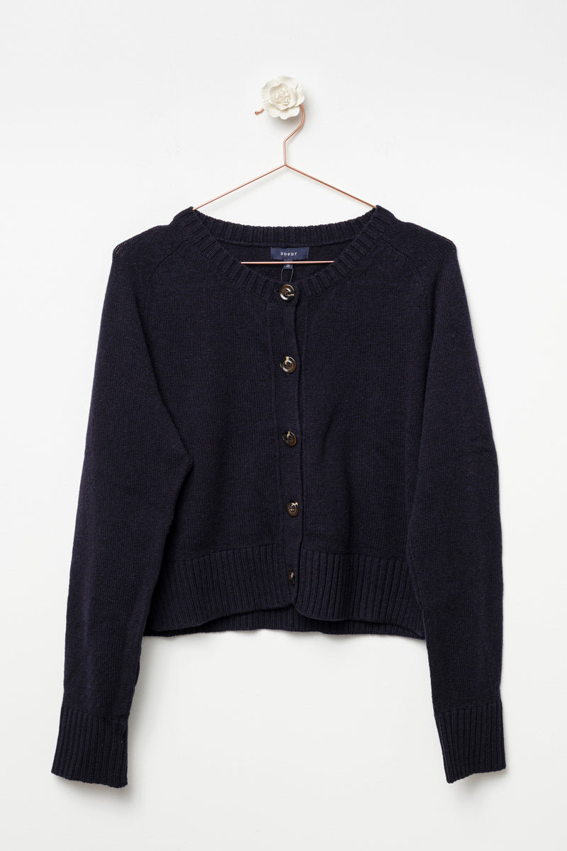 Short merino wool cardigan