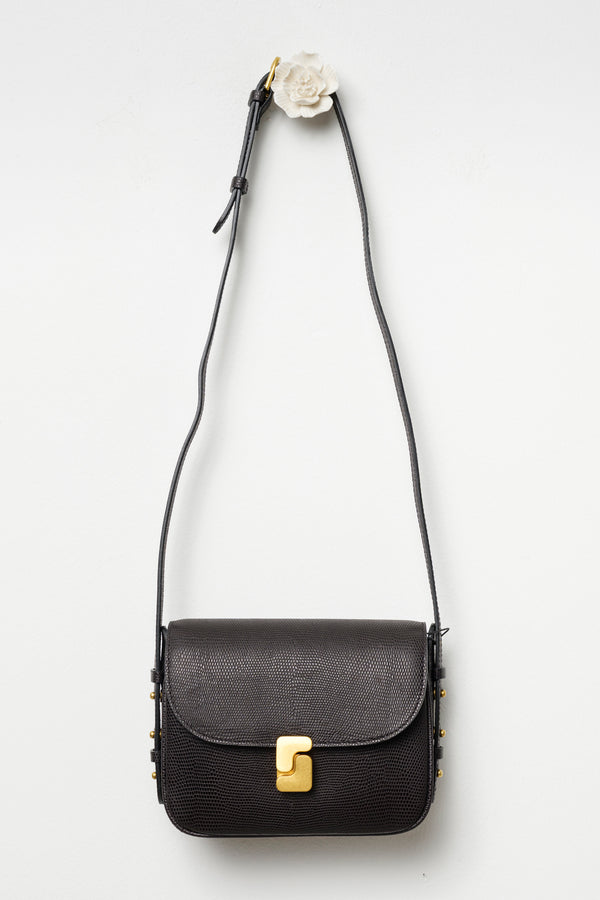mini black leather bag 