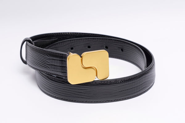 embossed leather belt
