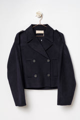 cappotto cropped blu marine