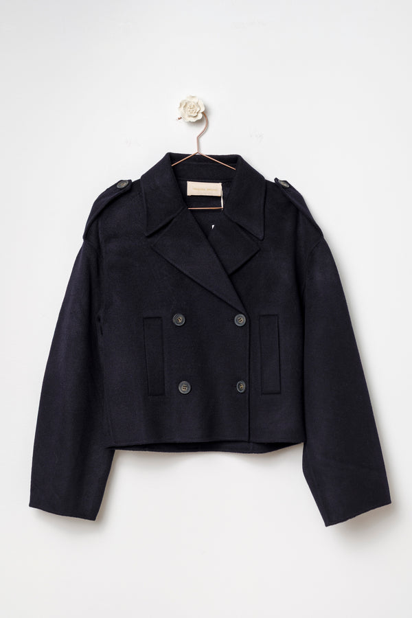 cappotto cropped blu marine