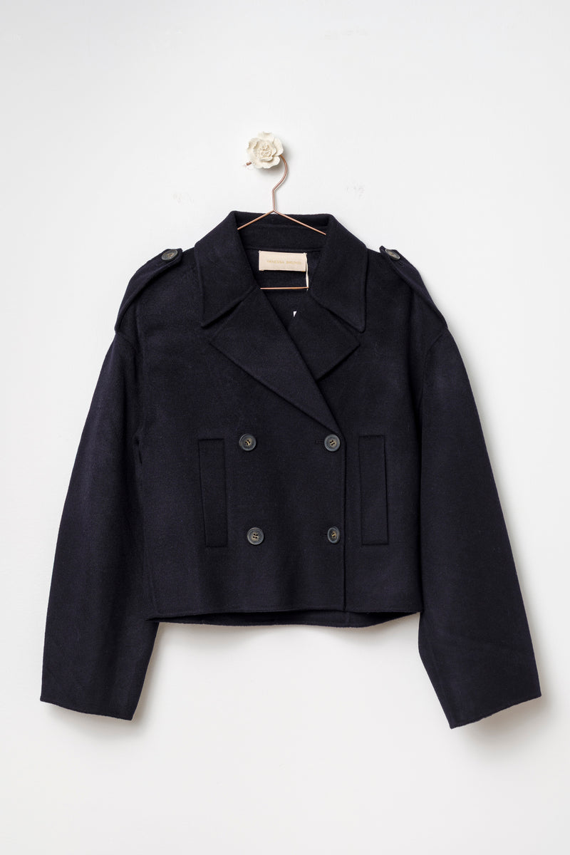 cappotto cropped blu marine