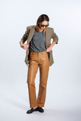 PANTALONE IN PELLE CARAMELLO