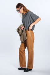 PANTALONE IN PELLE CARAMELLO