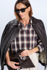 DARK BROWN LEATHER BOMBER JACKET