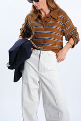 JEANS GAMPA AMPIA BIANCO