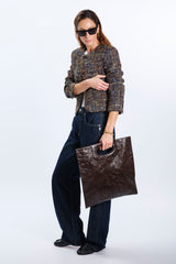 DARK BROWN NAPLAK LEATHER BAG