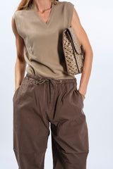 PANTALONI A GAMBA LARGA IN TWILL DI COTONE