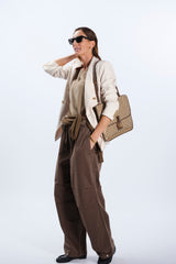 PANTALONI A GAMBA LARGA IN TWILL DI COTONE