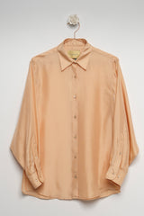 Camicia in seta unita cipria