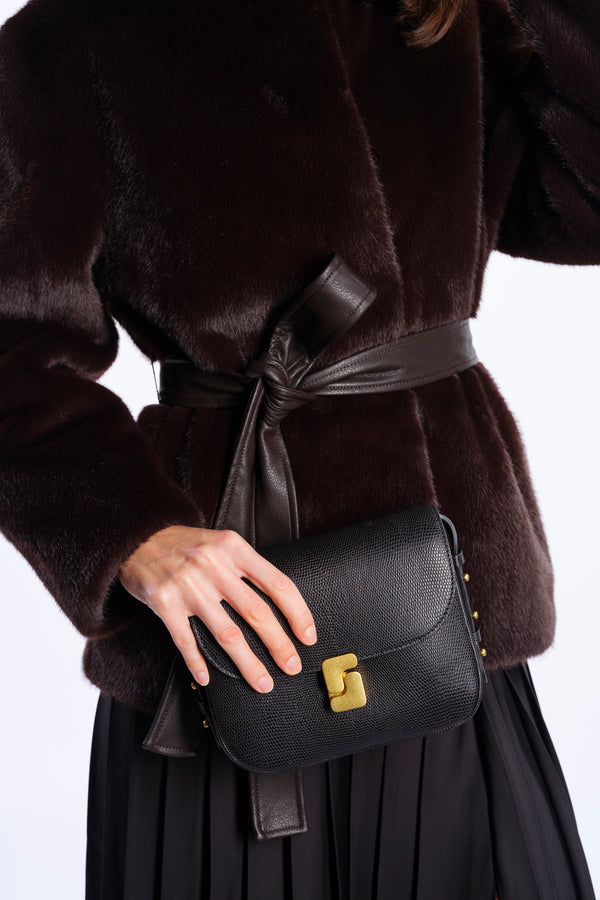 mini black leather bag 