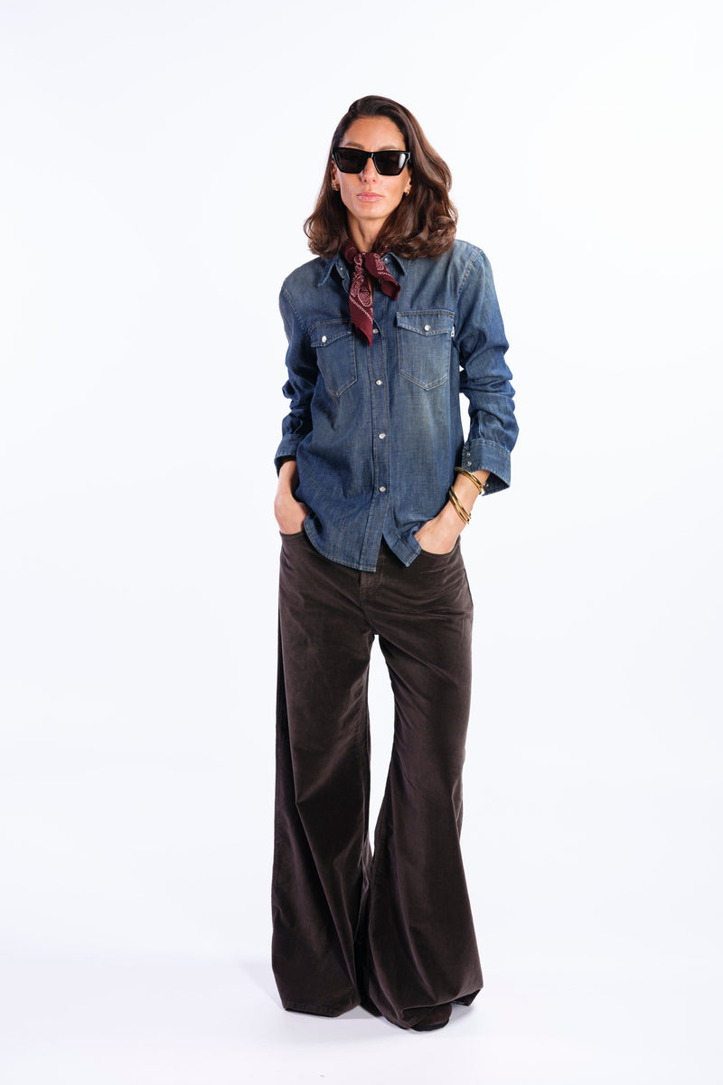Velvet brown palazzo pants
