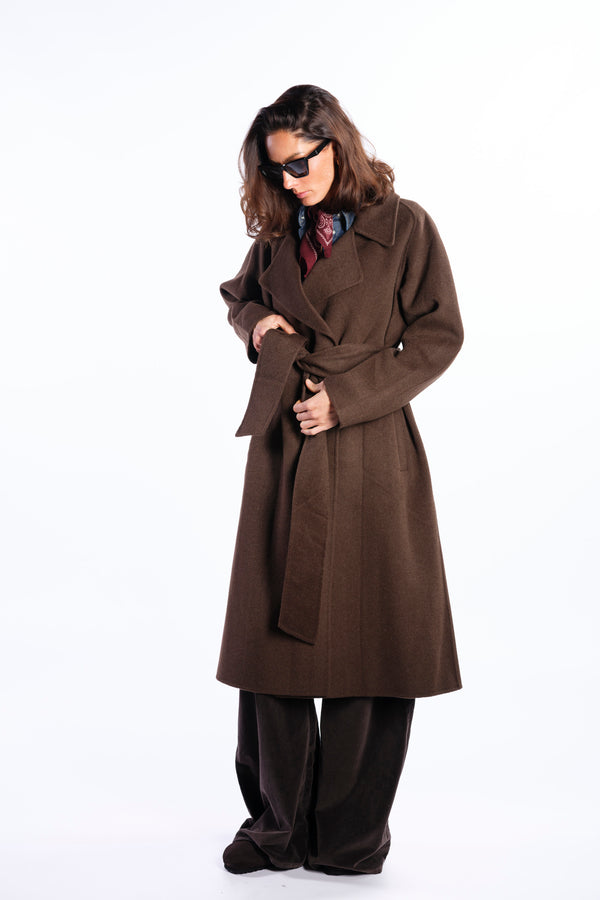 Double-breasted wool coat