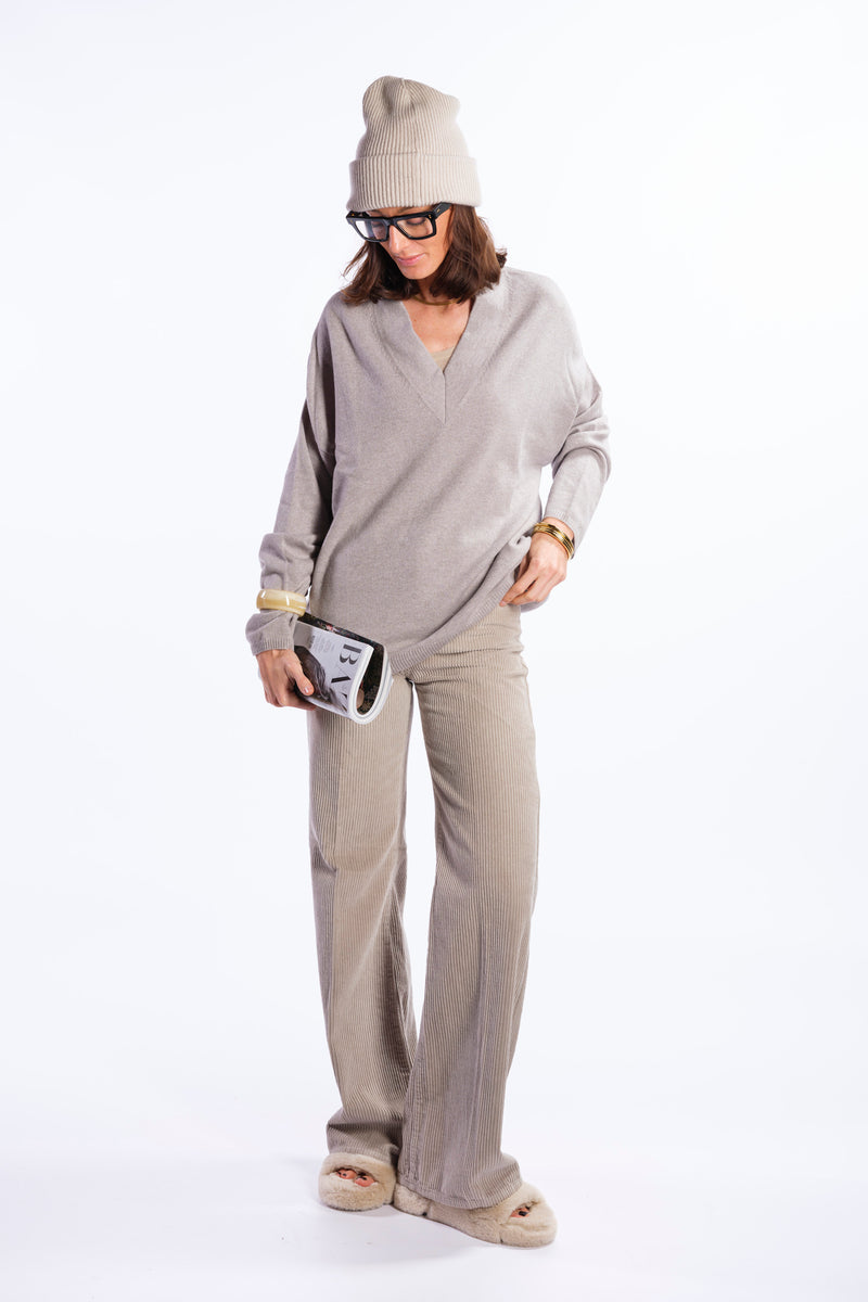 pantalone palazzo in velluto a coste