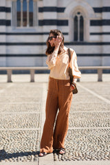 Camicia in seta unita cipria