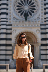 Camicia in seta unita cipria