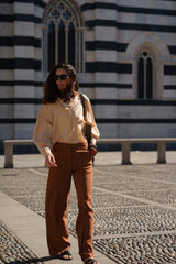 Camicia in seta unita cipria