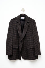 GIACCA OVERSIZE NERO BRUCIATO IN LANA