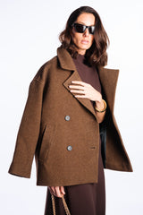 Double-breasted brown coat