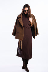 Double-breasted brown coat