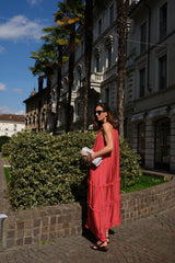 Abito in chiffon corallo