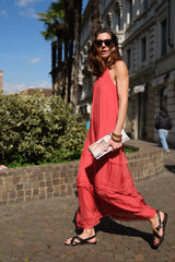 Abito in chiffon corallo