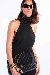 Abito lungo con schiena scoperta nero