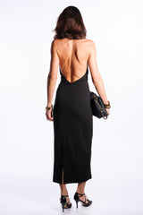 Abito lungo con schiena scoperta nero