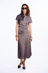 Long black dress with open back