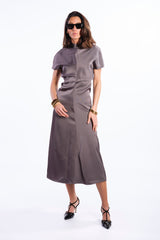 Long black dress with open back