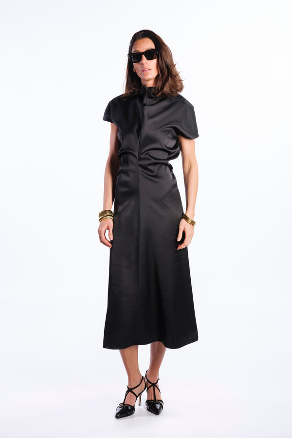 Long black dress with open back