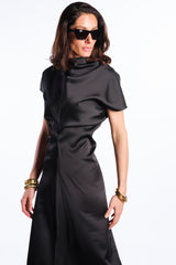 Long black dress with open back