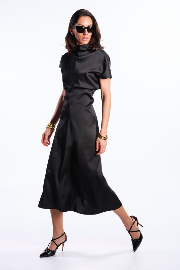 Long black dress with open back