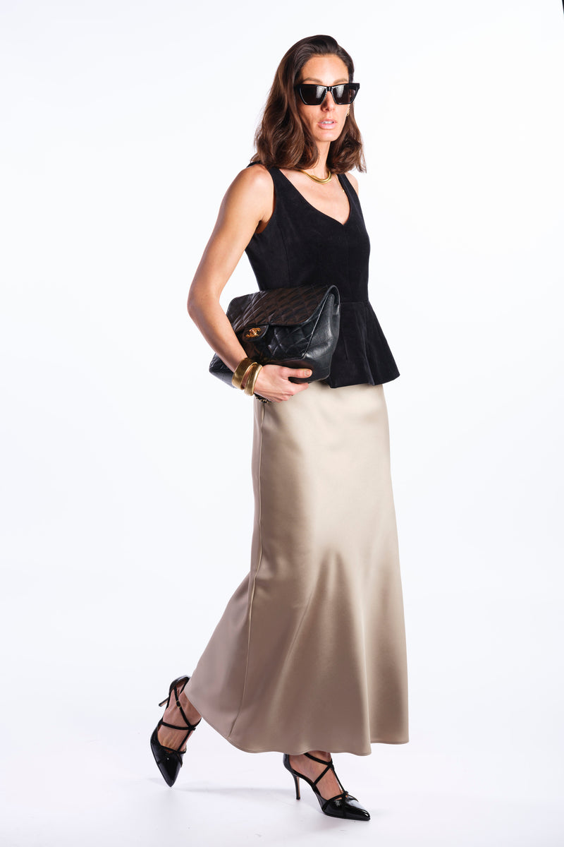 Long black dress with open back