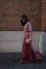 PANTALONE IN MISTO SETA MALVA