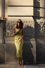 Abito drappeggiato lime