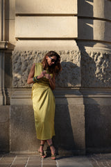 Abito drappeggiato lime