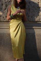 Abito drappeggiato lime