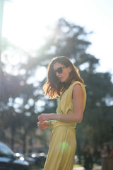 Abito drappeggiato lime