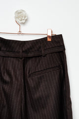 BROWN STRIPED BERMUDA SHORTS