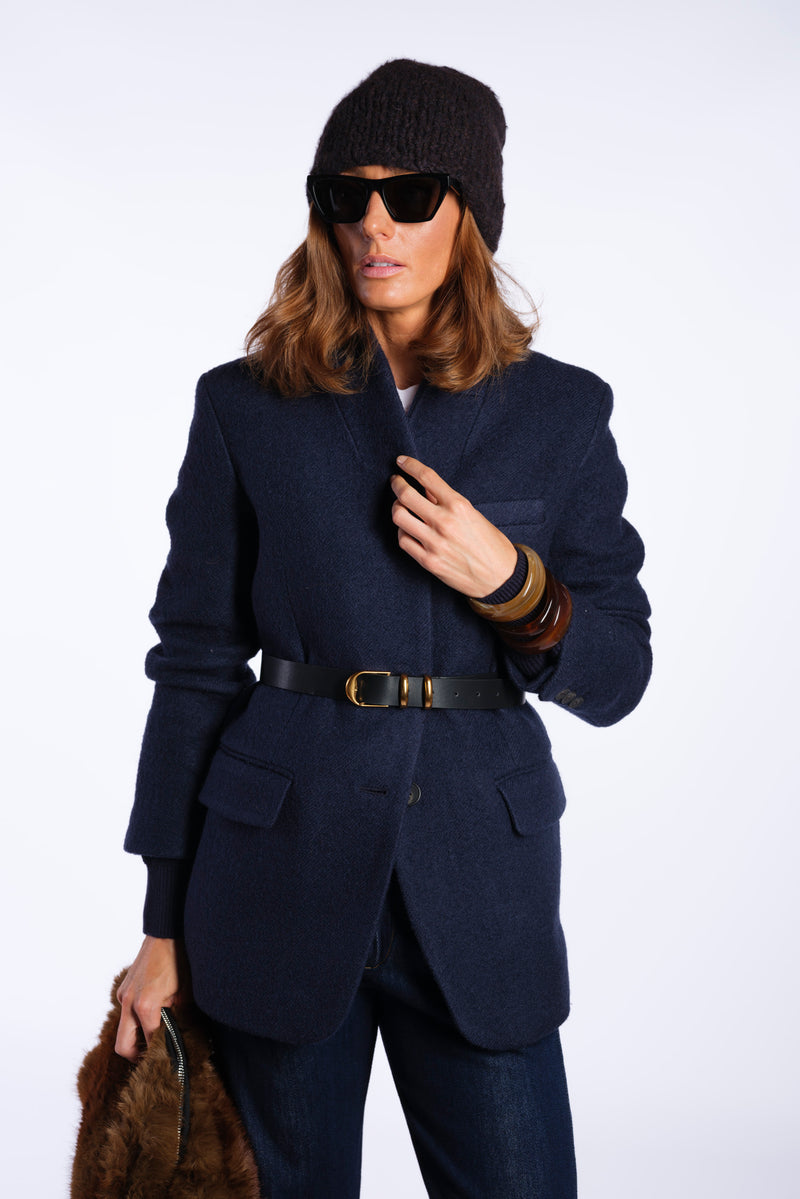 Cappotto corto blu