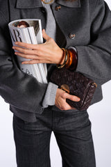 Borsa mini in pelle chocolat